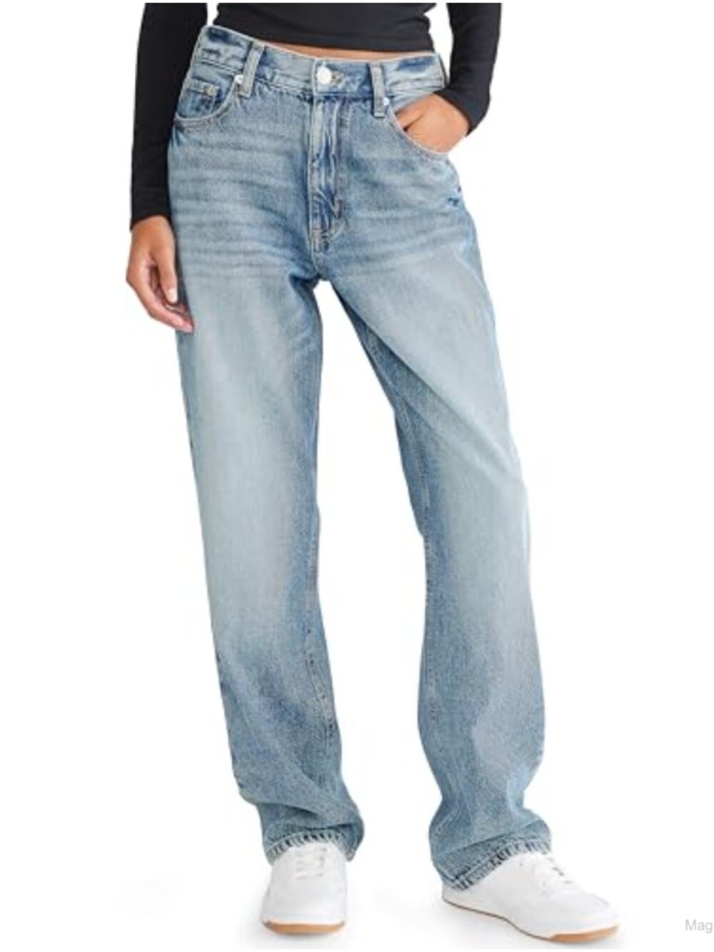 High Rise Loose Fit Straight Leg Jeans 5-Pocket 90s Relaxed Denim